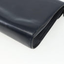 GUCCI Shoulder Bag Leather Navy Gold Auth 163760-15