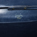 GUCCI Shoulder Bag Leather Navy Gold Auth 163760-10