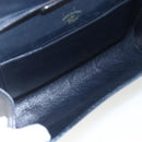 GUCCI Shoulder Bag Leather Navy Gold Auth 163760-12