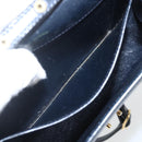 GUCCI Shoulder Bag Leather Navy Gold Auth 163760-19