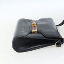GUCCI Shoulder Bag Leather Navy Gold Auth 163760-4
