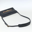 GUCCI Shoulder Bag Leather Navy Gold Auth 163760-7