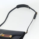 GUCCI Shoulder Bag Leather Navy Gold Auth 163760-8