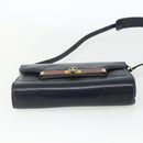 GUCCI Shoulder Bag Leather Navy Gold Auth 163760-5