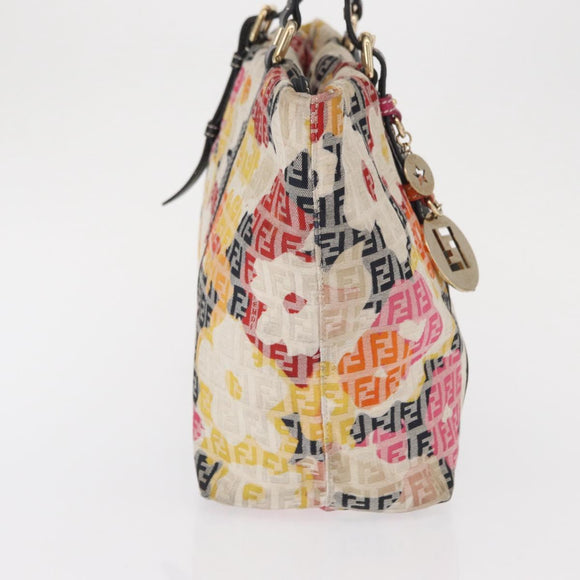 FENDI Zucchino Canvas Tote Bag Multicolor Gold Auth 163762