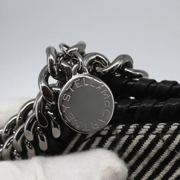 Stella MacCartney Chain Falabella Bag Canvas Black Silver 371223 Auth 163763