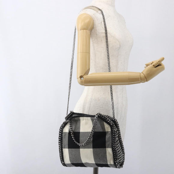 Stella MacCartney Chain Falabella Bag Canvas Black Silver 371223 Auth 163763