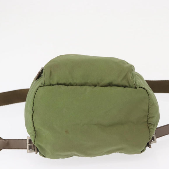 PRADA Backpack Nylon Green Silver Auth 163764