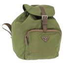 PRADA Backpack Nylon Green Silver Auth 163764-1