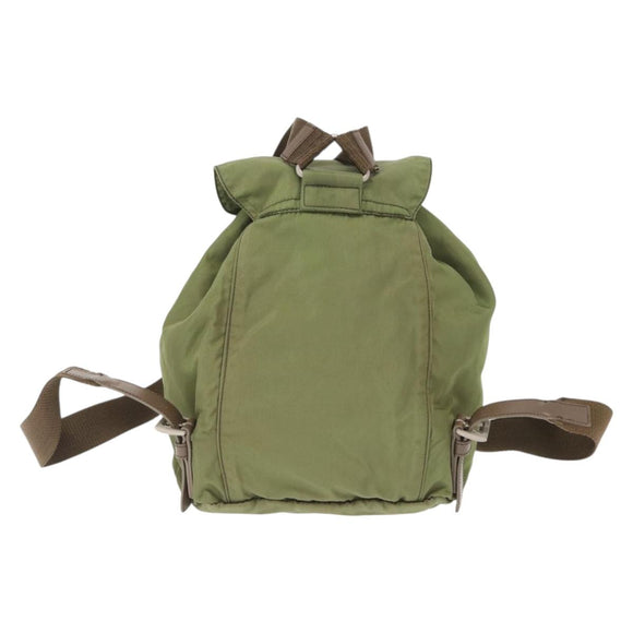 PRADA Backpack Nylon Green Silver Auth 163764