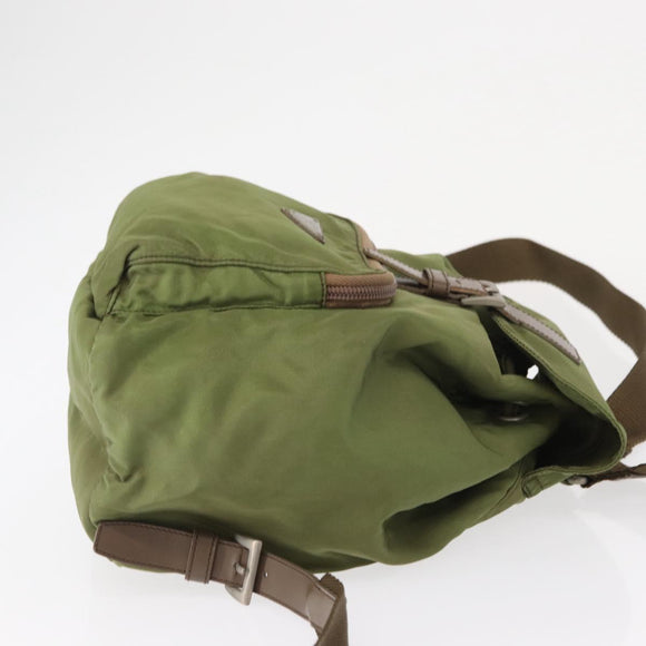 PRADA Backpack Nylon Green Silver Auth 163764