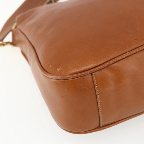 GUCCI Bamboo Hand Bag Leather 2way Brown Gold 001 1014 1638 Auth 163766