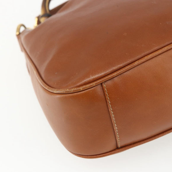 GUCCI Bamboo Hand Bag Leather 2way Brown Gold 001 1014 1638 Auth 163766