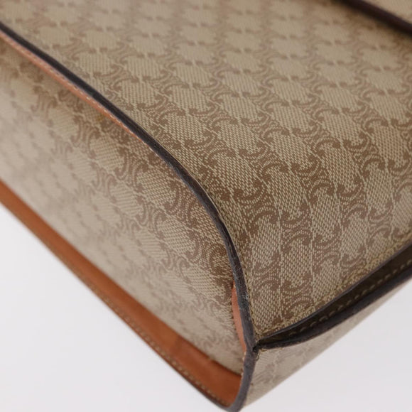 CELINE Macadam Canvas Hand Bag PVC Beige Gold Auth 163768