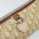 Christian Dior Trotter Canvas Romantic Shoulder Bag PVC Beige Silver Auth 163773-17