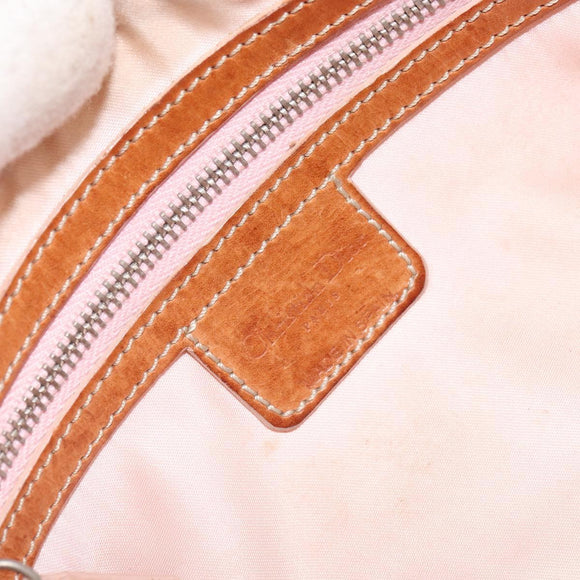 Christian Dior Trotter Canvas Romantic Shoulder Bag PVC Beige Silver Auth 163773