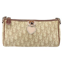 Christian Dior Trotter Canvas Romantic Shoulder Bag PVC Beige Silver Auth 163773-13