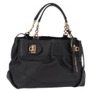Salvatore Ferragamo Gancini Hand Bag Leather 2way Black Gold Auth 163780-1