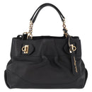 Salvatore Ferragamo Gancini Hand Bag Leather 2way Black Gold Auth 163780-13
