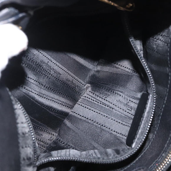 Salvatore Ferragamo Gancini Hand Bag Leather 2way Black Gold Auth 163780