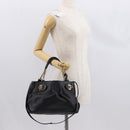 Salvatore Ferragamo Gancini Hand Bag Leather 2way Black Gold Auth 163780-28