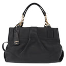 Salvatore Ferragamo Gancini Hand Bag Leather 2way Black Gold Auth 163780-2