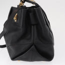 Salvatore Ferragamo Gancini Hand Bag Leather 2way Black Gold Auth 163780-3