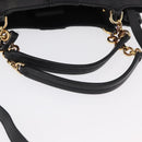 Salvatore Ferragamo Gancini Hand Bag Leather 2way Black Gold Auth 163780-7