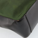 PRADA Tote Bag Nylon Khaki Silver Auth 163781-16