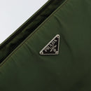 PRADA Tote Bag Nylon Khaki Silver Auth 163781-17