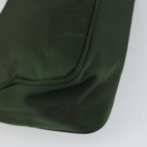 PRADA Hand Pouch Nylon Khaki Auth 163782