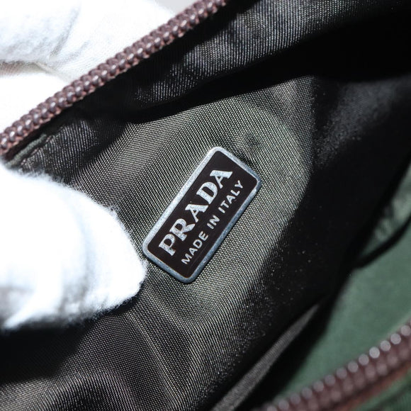 PRADA Hand Pouch Nylon Khaki Auth 163782