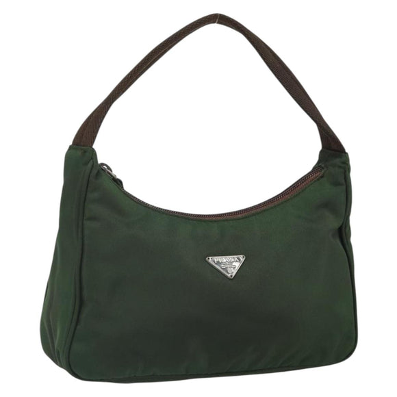 PRADA Hand Pouch Nylon Khaki Auth 163782