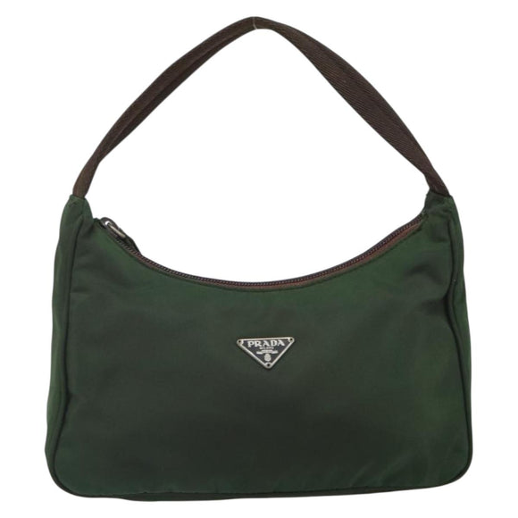 PRADA Hand Pouch Nylon Khaki Auth 163782