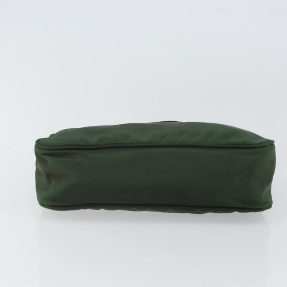 PRADA Hand Pouch Nylon Khaki Auth 163782