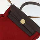 HERMES Her Bag TPM Umhängetasche Canvas Rot Auth 163783-18
