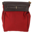 HERMES Her Bag TPM Shoulder Bag Canvas Red Auth 163783-3