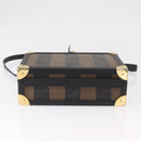 FENDI Pecan Canvas Mini Trunk Hand Bag PVC 2way Black Brown Auth 163784-5