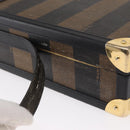 FENDI Pecan Canvas Mini Trunk Hand Bag PVC 2way Black Brown Auth 163784-9