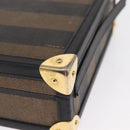 FENDI Pecan Canvas Mini Trunk Hand Bag PVC 2way Black Brown Auth 163784-16