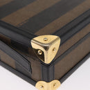 FENDI Pecan Canvas Mini Trunk Hand Bag PVC 2way Black Brown Auth 163784-17