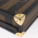FENDI Pecan Canvas Mini Trunk Hand Bag PVC 2way Black Brown Auth 163784-10