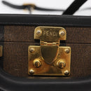 FENDI Pecan Canvas Mini Trunk Hand Bag PVC 2way Black Brown Auth 163784-19