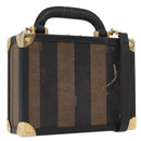 FENDI Pecan Canvas Mini Trunk Hand Bag PVC 2way Black Brown Auth 163784-1