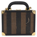 FENDI Pecan Canvas Mini Trunk Hand Bag PVC 2way Black Brown Auth 163784-13