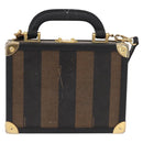 FENDI Pecan Canvas Mini Trunk Hand Bag PVC 2way Black Brown Auth 163784-2