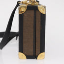 FENDI Pecan Canvas Mini Trunk Hand Bag PVC 2way Black Brown Auth 163784-3