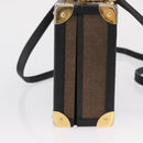 FENDI Pecan Canvas Mini Trunk Hand Bag PVC 2way Black Brown Auth 163784-4