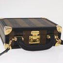 FENDI Pecan Canvas Mini Trunk Hand Bag PVC 2way Black Brown Auth 163784-6