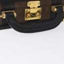 FENDI Pecan Canvas Mini Trunk Hand Bag PVC 2way Black Brown Auth 163784-7